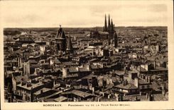 Bordeaux CPA Panorama seen of the tower Saint Michel