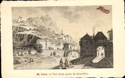 Isere CPA Seen of a door of Grenoble