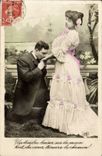 CPA Fantaisie Couple Un tendre baiser sur la main 