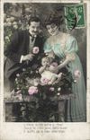 CPA Fantaisie Couple et enfant l'idela qu'on aime a rever sous la rose