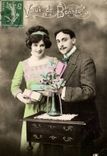 CPA Fantaisie Couple Voeux de bonheur