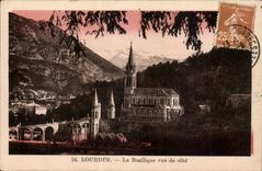 Lourdes CPA die Basilika gesehen vom Mass