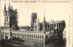Countryside of 1914 CPA Ruins of Ypres Markets of Ypres and cathedral of Saint Martin Belgie Belgium