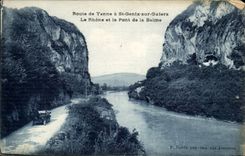Route de Yenne has St GEnix on Guiers CPA the Rhone and the bridge of Balme