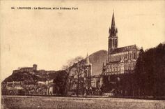 Lourdes CPA the basilica and E strong castle