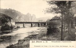 Germany Bad Munster CPA Rheingrafenstein und Eisenbahnbrucke