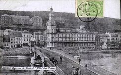 Belgie Belgium Dining CPA Seen on the bridge and the post office building