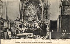 1914 1915 old Great War Battles of the Marne CPA Interieur of the church of Barcy