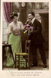 CPA Fantaisie Couple CE bouquet tendre et discret 