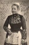 CPA Madchen der Quimper-Details der Kappen von Bretagne (Folklorekostum)