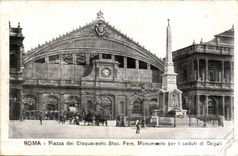 Italy Italia Roma CPA Piazza dei Cinquecento Staz Ferr Monumento per I caduti di Dogali