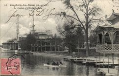 Valley-in Oise- Enghien-the-baths it Casino and the Landing stage-boat-CPA