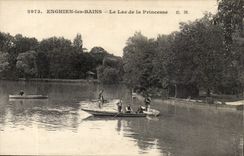 Valley of Oise- Enghien-the-Baths the lake of the Princess boat-CPA