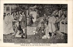 CPA Cathedral of Soissons Fragment of tapestry Scenes of the life of the Saints GErvais and Protais