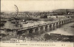 Bordeaux - the Bridge of Pierre seen of the Tower St Michel - CPA