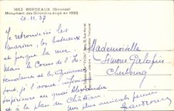Bordeaux - the Monument of the Of Gironde ones - CPA