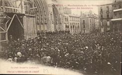 Nantes CPA Manifestations of February 22nd 1906 at the time of the Inventories crowd in front of cathedral TOP