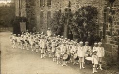 Real photo Children playing for the Mayenne village fair