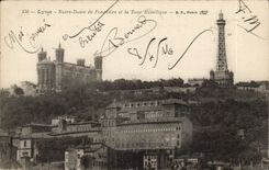 Lyon CPA Notre Dame de Fourviere and the Metal tower