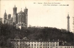 Lyon CPA Notre Dame de Fourviere and the Metal tower