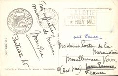 Venice Venezia CPA Plazetta S Marco E Bell-tower Italy Italia Lion