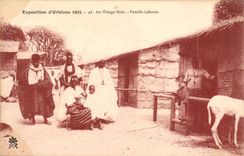 CPA Exposition d'Orleans 1905 Au village noir Famille Lebouts TOP(Afrique Africa petits metiers)