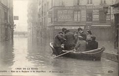 CPA Floods bets the great rising of the Seine (January 1910) streets of Bucherie and Top Paves January 28th 1910