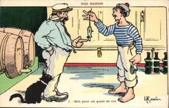 Our Good Sailors for a quarter of the wine cat-rat-boat-CPA Gervese Illustrator