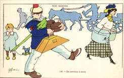 Our Sailors In service has ground-child-toy-horse --boat-CPA Gervese Illustrator