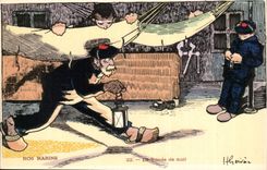 Our Sailors it Round of night-lantern-boat-CPA Gervese Illustrator