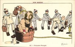 Our Sailors First Diving-boat-CPA Gervese Illustrator