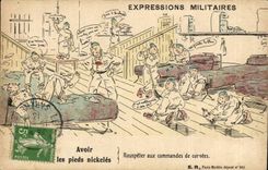 CPA Fantasy military Expressions To have the feet nickel Rouspeter with the orders of drudgeries (militaria)