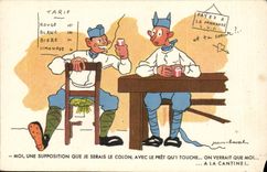 Fantasy - Military Fantasy CPA with the canteen Jean Horse Illustrator