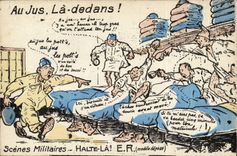 Military Fantasy CPA Scenes Halt! With the juice it inside Militaria Illustrator Humor