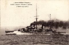 CPA Bateau French Navy Paris Cuirasse squadron has turbines