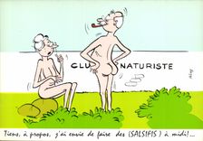 CPA Humour Club naturiste Tiens a propos j'ai envie de faire des salsifis a midi Illustrateur Alexandre