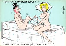 CPA Humour Gai gai marions nous Moi aussi la premiere fois j'etais emue
