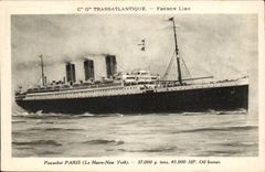 Transatlantic CPA Co Scale French Line S Paris Line Le Havre England New York
