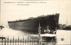 CPA Transatlantique Provence Lancement has Saint Nazaire the Entree on March 21st 1905 in the basins