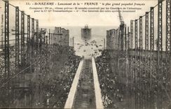 CPA Launching of France the largest French steamer