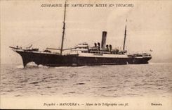 CPA Boat mixed Company of Navigation (Co Touache) Manouba Steamer Provided with the Wireless telegraphy
