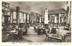 CPA Boat Steamer Transatlantic Normandy General Company 1st class the large living room