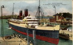CPA Bateau Saint Nazaire the transatlantic liner Spain leaves the pot