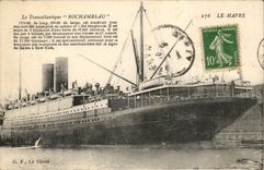 CPA Boat Le Havre Transatlantic liner Rochambeau
