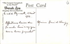 CPA Boat Steamer French line The flagship Teh Ile de France large living room First class Plymouth August 13rd 1932