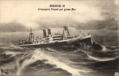 CPA Boat Steamer Medie II Company package by heavy sea
