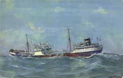 MODERN CARD Oil Boat by heavy weather in the Mediterranean (tanker oil petrol)