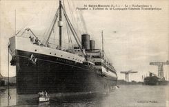 CPA Bateau Saint Nazaire Rochambeau Paquebot has Turbines D ela General Compagnie Transatlantic