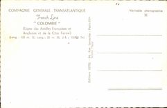 MODERN CARD Boat Transatlantic Steamer Co Gla French line Colombia