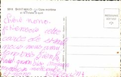 MODERN CARD Boat Steamer Saint Malo Train station maritime and the cliff has quay